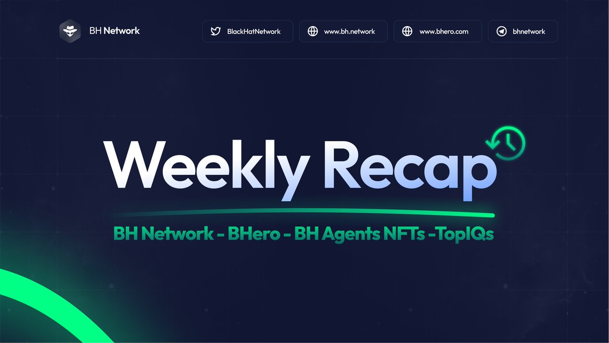 Weekly Recap

🧵1/7
BH Network
⦿ Steve Talbot - CIO of BH Network - Member of Coin Telegraph Innovation Circle: linkedin.com/posts/cointele…