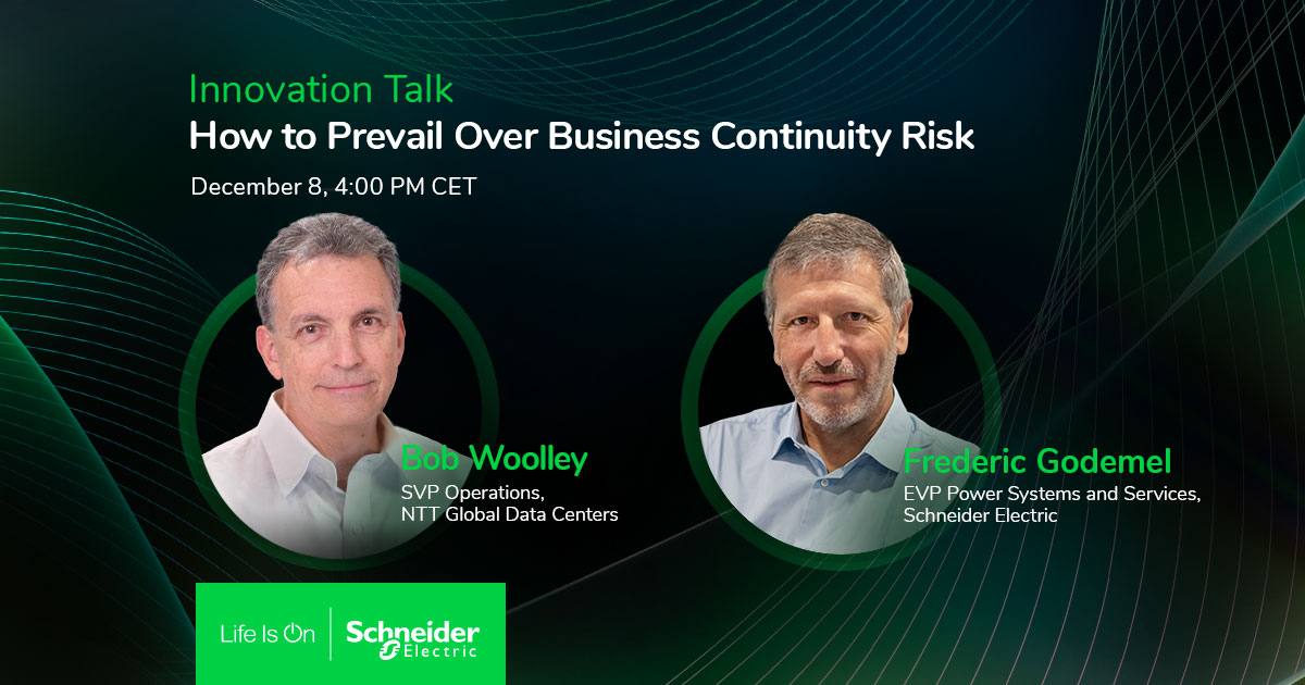 Join me and <a href="/Bob/">Bob</a> Woolley, SVP Operations @ <a href="/NTT_GlobalDC/">NTT Global Data Centers</a>, to wrap up our Innovation Talk series of #InnovationSummit 2022 and discuss the benefits of lifecycle services. Register and connect live on December 8 @ 4 pm CET se.com/ww/en/about-us…