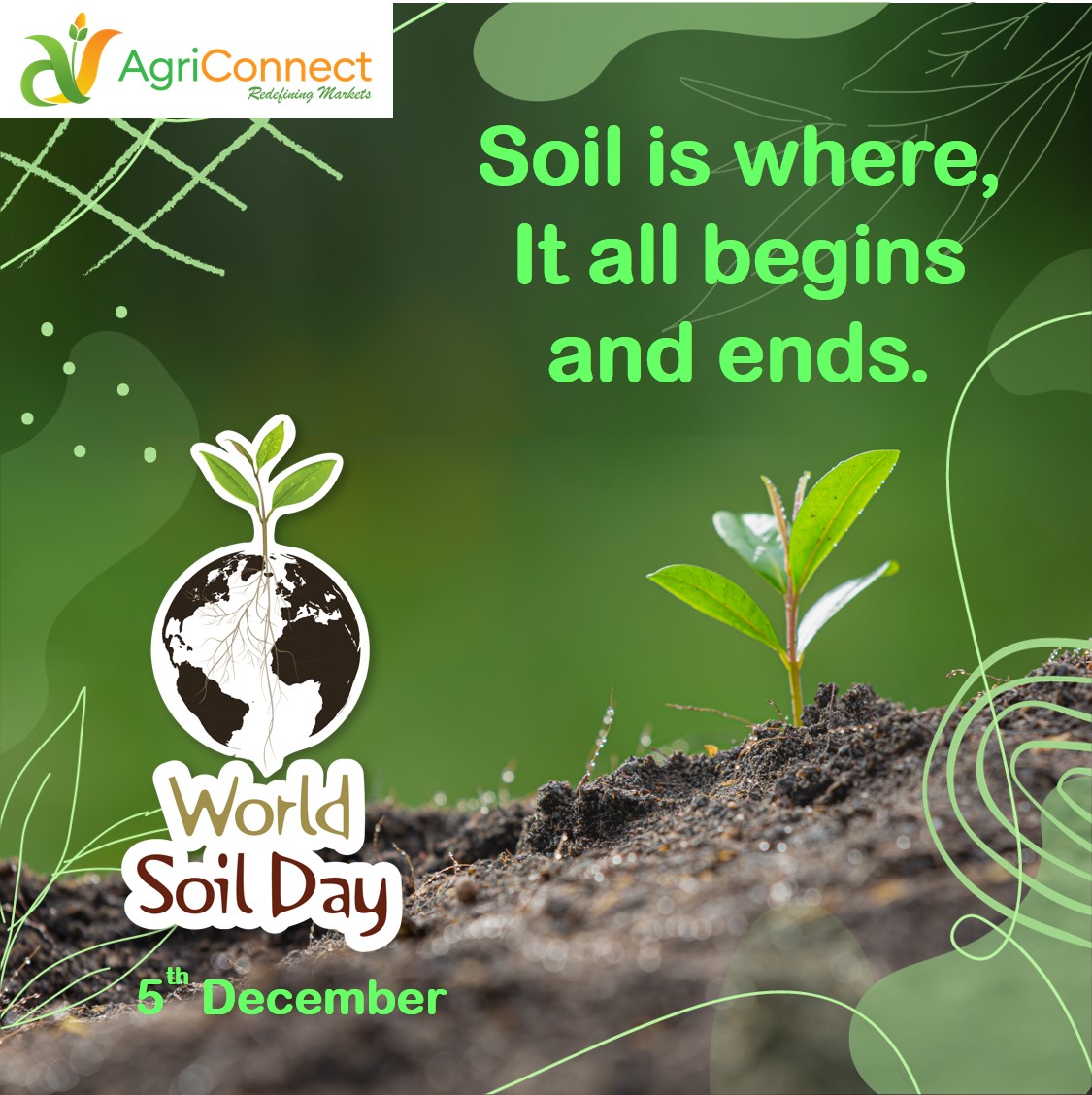 AgriConnectInc's tweet photo. We may not realize it but our existence and survival is impossible without soil. On the occasion of World Soil Day, let us come together to work towards saving it
#WorldSoilDay #SaveSoil #soilhealth #soilhealthmatters #quotesdaily #motivation #farmingquotes #farmer https://t.co/DAsrtVJG9e