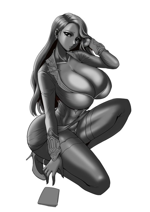 wip
明るい部分を一段追加まで。
2枚めのように影を外して明るい部分だけ表示するなどして、ずっとバランスを見ています。
「なんかここ、変に光ってないか?」という場所があったら修正します。この工程は苦手なので、まだ時間かかりそうです。もうちょっと胸はいい感じにしたいですね…… 