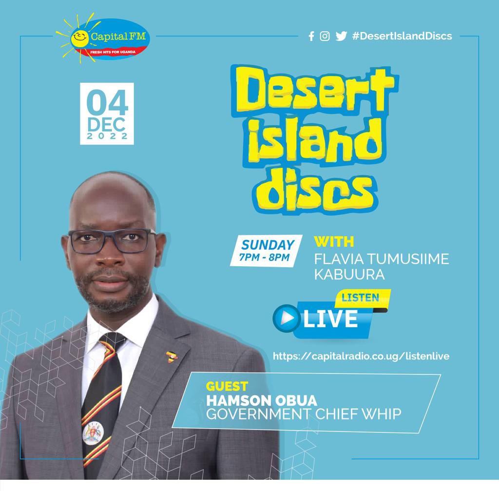 Capital FM Uganda (@capitalfmuganda) on Twitter photo Catch yesterday’s #DesertIslandDiscs with the government chief whip <a href="/HamsonObua/">Denis Hamson Obua</a> here⬇️
Android: bit.ly/3HcA1BS
iOS: apple.co/3OYqBM1 Catch yesterday’s #DesertIslandDiscs with the government chief whip <a href="/HamsonObua/">Denis Hamson Obua</a> here⬇️
Android: bit.ly/3HcA1BS
iOS: apple.co/3OYqBM1