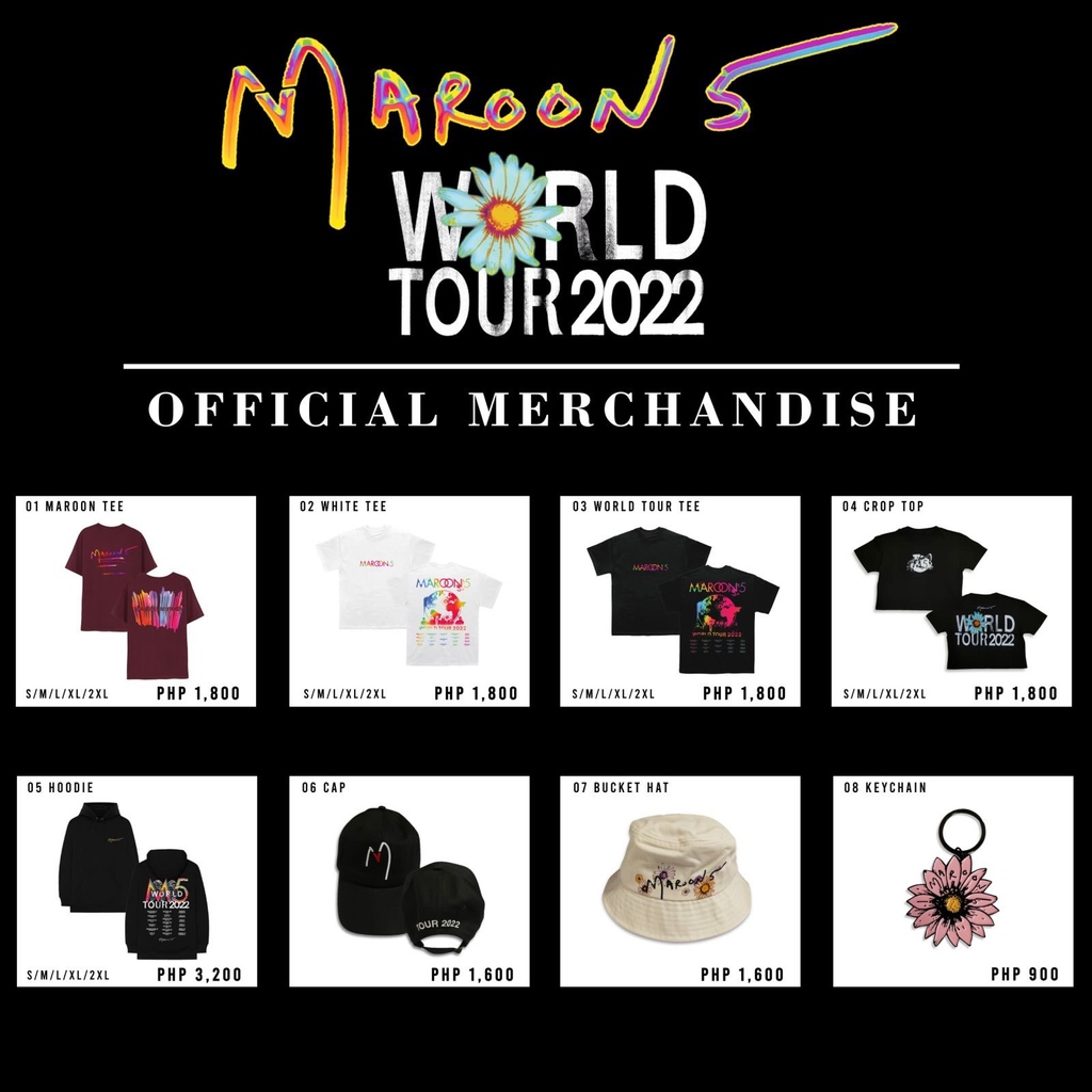 Live Nation PH on Twitter "The official Maroon 5 merch list is now up