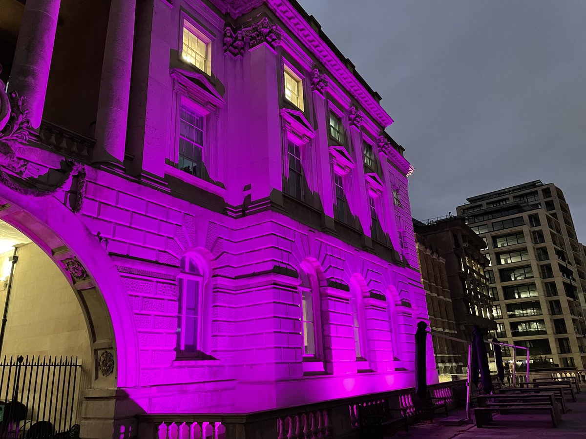 KCLdiversity's tweet photo. Wonderful Estates &amp; Facilities colleagues were able to light up a number of King's buildings over the weekend. Did you see them?😍
Purple Light Up coincides with the UN International Day of Disabled Persons - read more here https://t.co/ErsGtdlMCu @AccessKings https://t.co/26IpIWpnV2