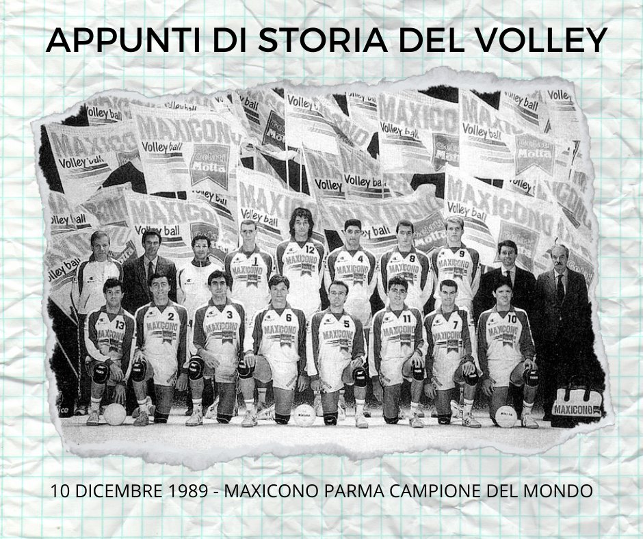 Massimo_Salmaso's tweet photo. #10dicembre 1989. La Maxicono Parma è la prima squadra italiana a laurearsi Campione del Mondo per Club. La squadra di Montali, che gioca in casa, precede CSKA Mosca e Pirelli San Paolo. #pallavolo #parma @federvolley #maxicono @zorrozorzi @claudiogalli11 https://t.co/NsjoFk0qgZ
