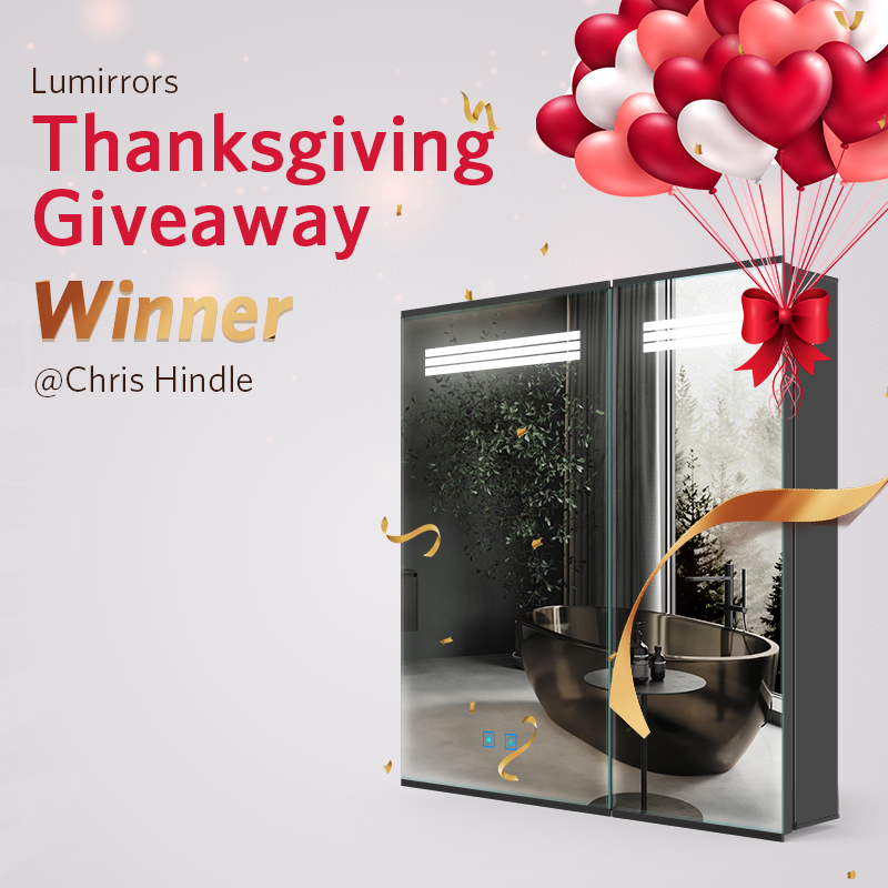 LumirrorsInc's tweet photo. 🎁Congratulations to our Thanksgiving Givewaway winner
@ Chris Hindle
Winner chosen from our Facebook &amp; Twitter page.
Please send us a DM so your prize can be sent  to you!
#Winner #lumirrors #mirrorcabinets #thanksgiving https://t.co/WQL7YOlYEW