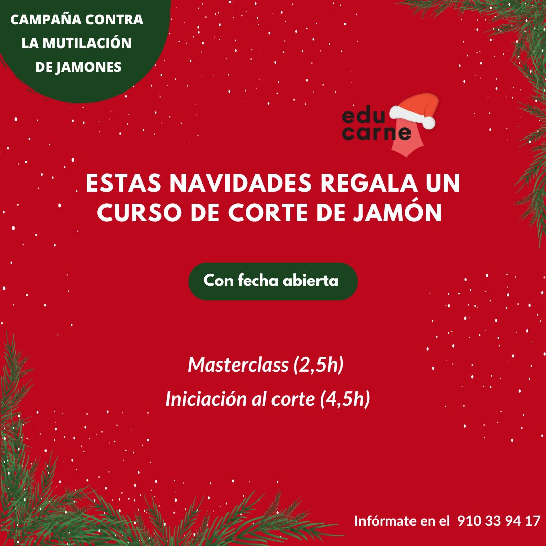 EducarneOficial's tweet photo. 👉Ahora que se acerca la Navidad, te ofrecemos el curso perfecto para aprender a cortar uno de los productos estrella de estas fiestas como todo un #experto y aprovechar al máximo cada pieza.👏☺️

Más información: 91 033 94 17 o info@educarne.es https://t.co/PkAUeva5vh