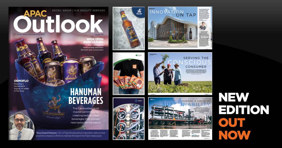 OutlookPublish's tweet photo. OUT NOW - The 59th Edition of @APAC_Outlook Magazine.

Features: @wideopenag | @osmoflo | @vodafone_ck | @cenergisea &amp; more

https://t.co/oj67fkYnDu

#apac #australia #pacific #industry #b2b #mining #magazine https://t.co/p65hYd7r7u