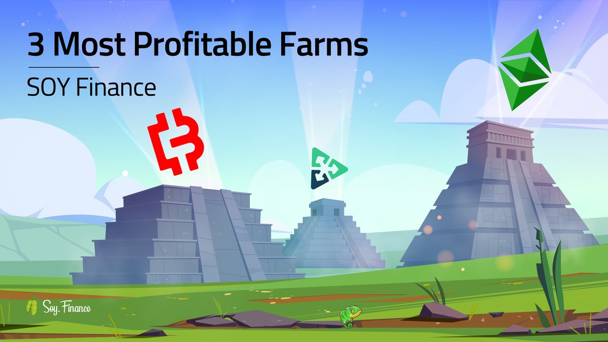 The 3 most profitable farms today on #EthereumClassic blockchain🚀

🥇SOY - $ETC 59% APR
🥈SOY - $BUSDT 58% APR
🥉SOY - $CLO 56% APR

ℹ️ #Yieldfarming's APR is indicative and may vary.

🌱 Trade &amp; Farm on:
app.soy.finance

🦥 Join our community:
t.me/Soy_Finance