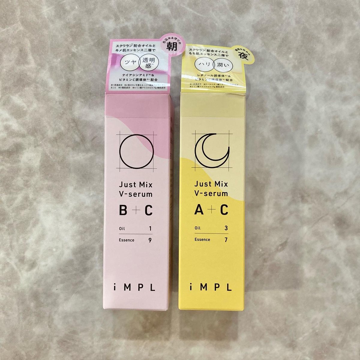 PetsMake's tweet photo. 【IMPL】just Just Mix V-serum B+C
Just Mix V-serum A+C
朝用☀️はビタミンCとナイアシンアミド配合で浸透が早くてしっとりツヤ肌になるからメイクノリ🙆♀️
夜用🌙はレチノールとビタミンCが配合されていてサラッとして馴染みも良くて取り入れやすい美容液♪
#アイエムピーエル #iMPL #pamun #パムン https://t.co/gBO8RZbCUB