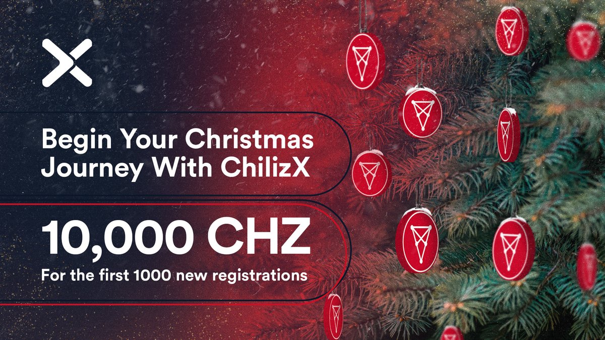 ChilizX's tweet image. Ho, ho ho, get ready for the Christmas show 🎄🎅

Celebrate the most wonderful time of the year with us! The first 1000 new registrations who buy/sell a minimum of $100 on Chiliz𝐗 will share a 10,000 $CHZ prize pool! 🏆

Register yourself 👉 bit.ly/ChilizXRegister

⚡️ $CHZ
