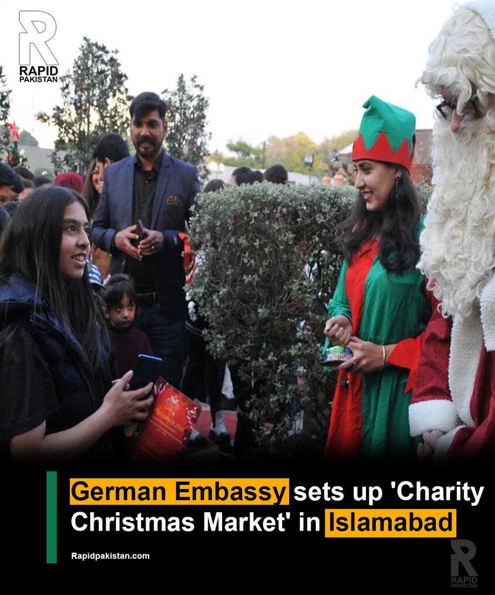 German Embassy in Islamabad organised a "Charity Christmas Market", featuring authentic German delicacies, shopping,— including homemade cakes, cookies, and wreaths made by the embassy's team. #Christmas #Islamabad #Pakistan #charity #Trending #rapidpakistan