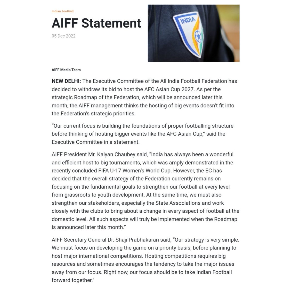 All About Indian Football 🇮🇳 (@indian_footbal1) on Twitter photo Full praise to the AIFF 👏🇮🇳
A great first step towards the bigger dream.
<a href="/Shaji4Football/">Shaji Prabhakaran</a>
<a href="/kalyanchaubey/">Kalyan Chaubey</a>
<a href="/coachshabbir/">Shabbir Ali</a>
#IndianFootball Full praise to the AIFF 👏🇮🇳
A great first step towards the bigger dream.
<a href="/Shaji4Football/">Shaji Prabhakaran</a>
<a href="/kalyanchaubey/">Kalyan Chaubey</a>
<a href="/coachshabbir/">Shabbir Ali</a>
#IndianFootball