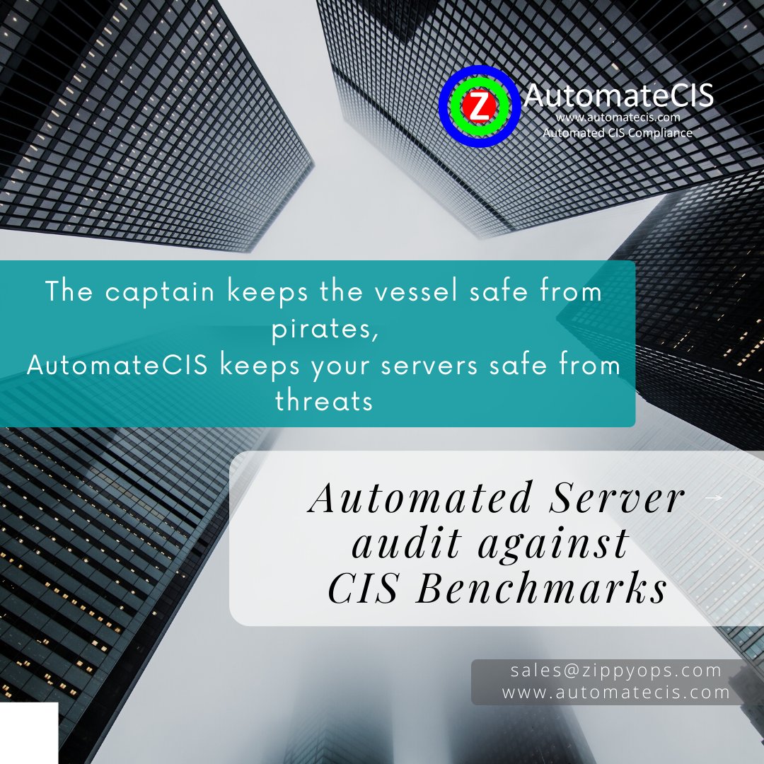 ZippyOps's tweet image. Captain keeps the ship safe from pirates, AutomateCIS keeps servers safe from threats 

To access: automatecis.com

#CISbenchmark #Firewall #iptables #checkpoint #itriskmanagement #networking
