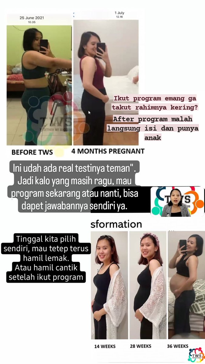 shelz_SB's tweet image. Kalo yang mau promil gimana? Boleh ikut program ga? Ini udah ada real testi nya ya
Bahkan juga ada yang lagi jalanin program ternyata hamil. 🥰😍
Karena program ini adalah program kesehatan, bukan sekedar program diet aja.
#twsprogram #programtws  #healthylifestyle #90days #diet