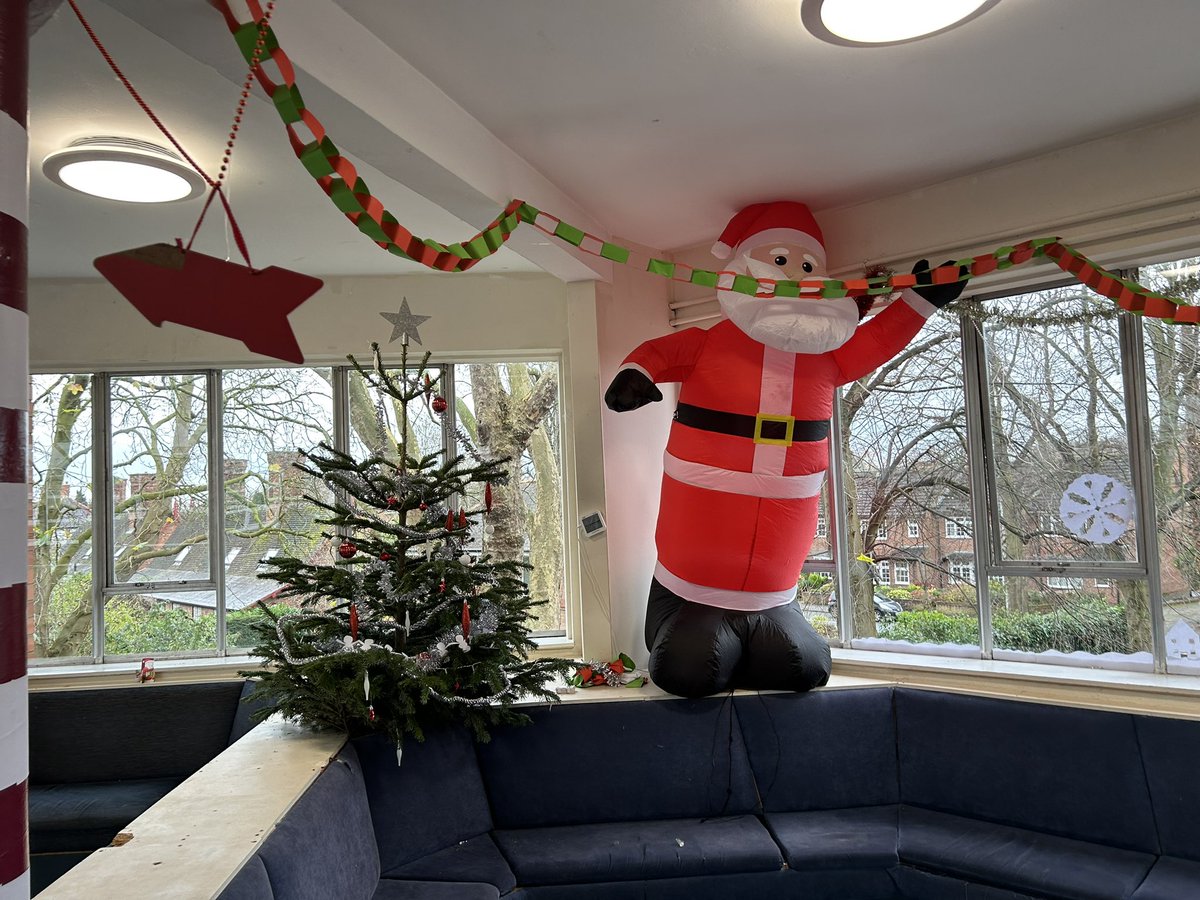 MalbankSixthF's tweet photo. It’s the annual Sixth Form Christmas booth decorating competition! Follow this account and LIKE your favourite to vote. 
Option 1 #inflatablesanta https://t.co/DRWubAA5Vp