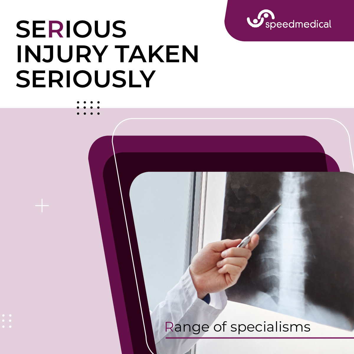 With a wide range of specialisms, our experts are able to examine and report on injuries of all types. 

Do you have a serious injury case and can't find an expert with the required discipline? 

Get in touch today to find out how we can help speedmedical.com/contact-us