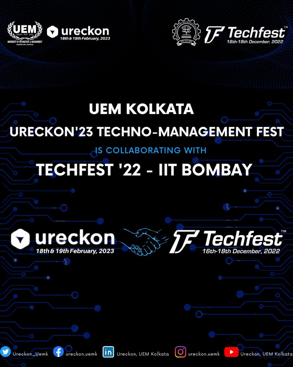 Ureckon_Uemk's tweet photo. Team ureckon has some good news.. 
Team ureckon is collaborating with @Techfest_IITB

Head out to our insta to know more :
https://t.co/GMBe9F2TZy https://t.co/3yCLTkAUKQ