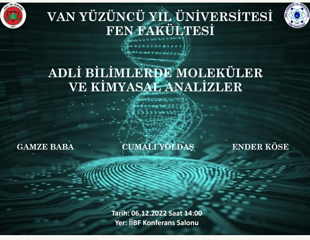 HaberVANYYU's tweet photo. 📢 Adli Bilimlerde Moleküler ve Kimyasal Analizler

🗓 06 Aralık 2022 Salı
⏰ 14.00
📍 Van YYÜ İktisadi ve İdari Bilimler Fakültesi Konferans Salonu

#VanYYÜ #VanYüzüncüYılÜniversitesi https://t.co/mhFUay4itK