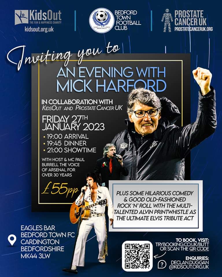 Mickharford's tweet photo. Looking forward to great evening in Bedford, raising money for two great charities, @ProstateUK and @KidsOut. Please try and support a great evening with Alvin doing his stuff as an alternative Elvis. #COYH https://t.co/71Q1u6UQSt