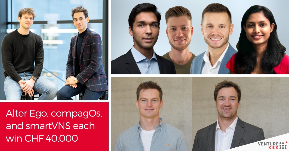 CHF 40,000 for new innovation in selling fashion online, personalized medicine to restore bone health, and novel rehabilitation after strokes - Alter Ego, compagOs, and smartVNS win #Venture Kick's second stage of financial and entrepreneurial support:
venturekick.ch/CHF-40000-for-…