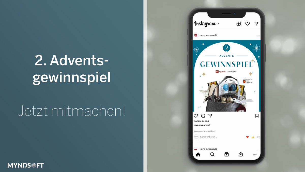 +++ 2. Adventsgewinnspiel! Jetzt mitmachen! +++

Dieses Mal verlosen wir gemeinsam mit unserem Partner, der Stadt Salzkotten, eine "Salzkottener Adventstasche".

Wenn Sie dabei sein wollen, schauen Sie gerne auf dem myconsult Instagram Account vorbei: instagram.com/p/ClyHRS1q64W/