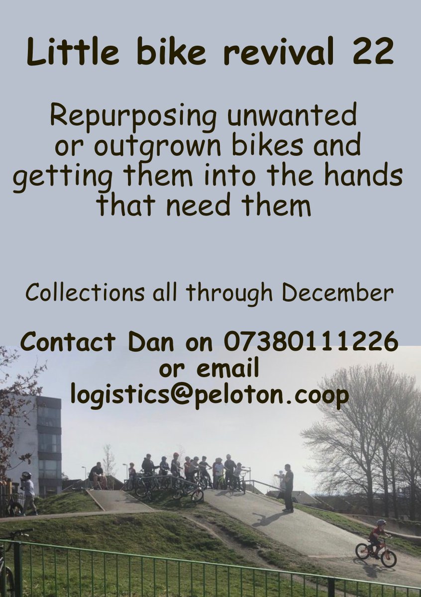 Give the gift of freedom and joy
Now in our 6th year, our collaboration with <a href="/WhitefieldPS/">Whitefield Primary</a> and the generous and giving of Merseyside.
 WE NEED THOSE BIKES, now more than ever.
We'll collect them, revive them and turn them into bikes again. 

Please share <a href="/snellyradio/">SNELLY (TONY SNELL)</a> <a href="/badwool9/">Roy</a>