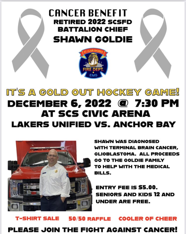 Gold Out game 12/6 ATB vs SCS Lakers, join us in supporting the Goldie Family! <a href="/SCS_Unified/">SCS Unified Laker Hockey</a> <a href="/Lviewathletics/">Lakeview Athletics</a> <a href="/LSHSShorian/">Lake Shore High School</a> <a href="/myLSPS/">Lake Shore Public Schools</a> <a href="/MACHockey1/">MAC Hockey</a> <a href="/MIPrepZoneMD/">MIPrepZone Macomb</a> <a href="/MadMagyar6/">Mad Magyar</a> <a href="/statechampsmich/">STATE CHAMPS! Michigan</a> <a href="/AtbHockey/">Anchor Bay Tars Hockey</a>