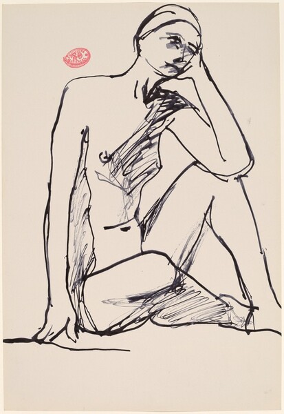 Untitled [seated nude resting her head on her left hand], 1955-1967 | Richard Diebenkorn