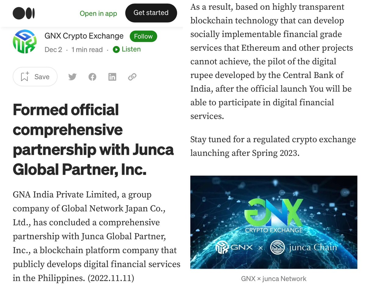 【Notice】Indian Exchange adopts junca chain

We are pleased to announce that the junca chain has been adopted by GNX Crypto Exchange in India and it has been announced on the official GNX Crypto Exchange page.

The article can be found here.
medium.com/@admin_26406/f…