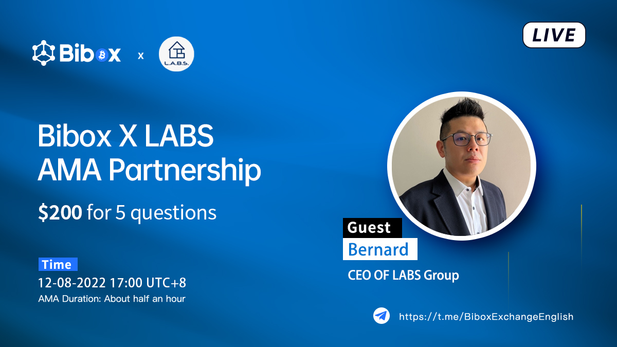 Bibox (@bibox365) on Twitter photo 🎉Bibox will cooperate with the👍LABS Team <a href="/labsgroupio/">LABS Group</a> to organize the AMA event at Bibox English group.
👏Guest:@Bernard_Gravity
⏰Time: 12-8-2022 17:00(UTC+8)
📍Venue: t.me/BiboxExchangeE…
💰Reward: 200$ for 5 best questions
1⃣RT+Like+Tag3friends
2⃣Comment your Bibox UID 🎉Bibox will cooperate with the👍LABS Team <a href="/labsgroupio/">LABS Group</a> to organize the AMA event at Bibox English group.
👏Guest:@Bernard_Gravity
⏰Time: 12-8-2022 17:00(UTC+8)
📍Venue: t.me/BiboxExchangeE…
💰Reward: 200$ for 5 best questions
1⃣RT+Like+Tag3friends
2⃣Comment your Bibox UID