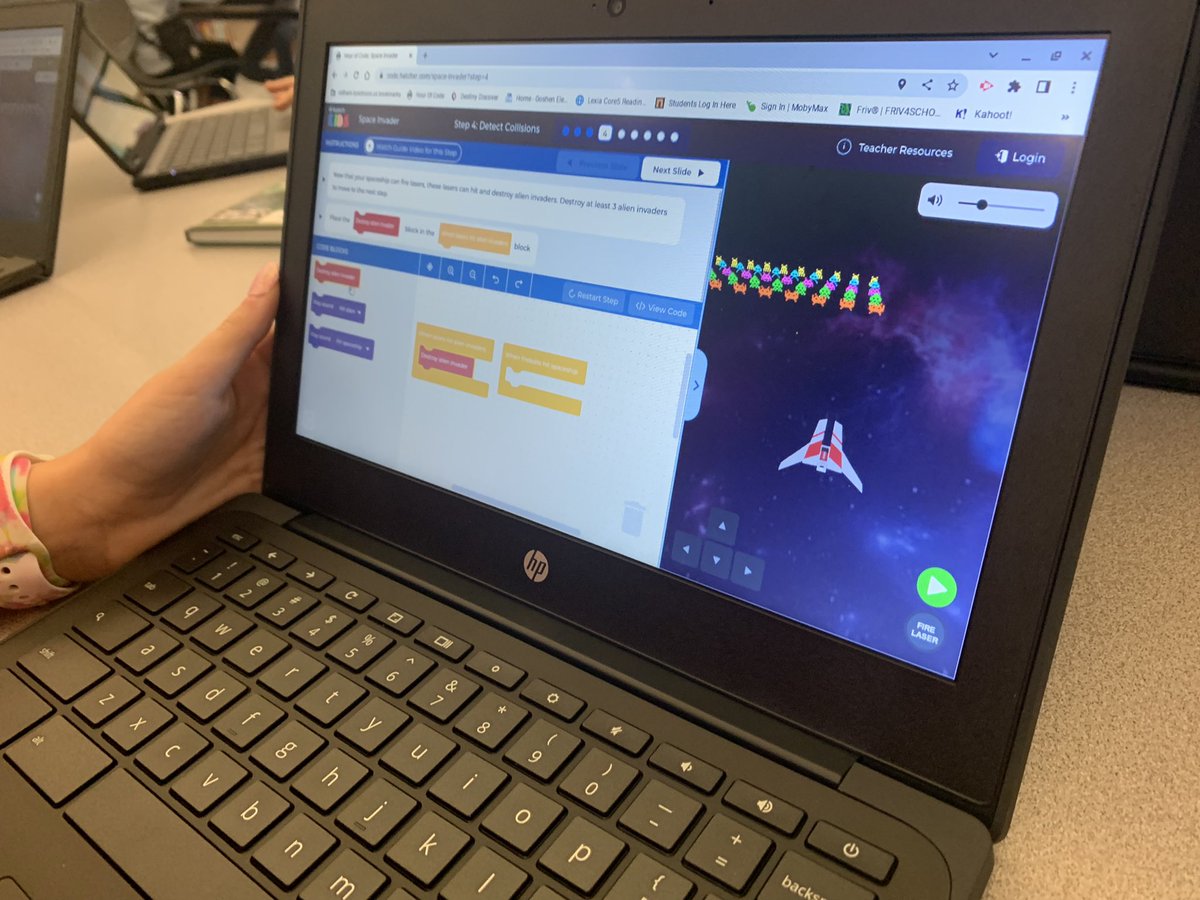 Kayla Thurman (@klathurman) on Twitter photo We’re kicking off #HourOfCode week in the <a href="/GoshenHillcrest/">Goshen Elementary at Hillcrest</a> library with 5th graders programming their own Space Invaders games! #VictoryInTheClassroom We’re kicking off #HourOfCode week in the <a href="/GoshenHillcrest/">Goshen Elementary at Hillcrest</a> library with 5th graders programming their own Space Invaders games! #VictoryInTheClassroom