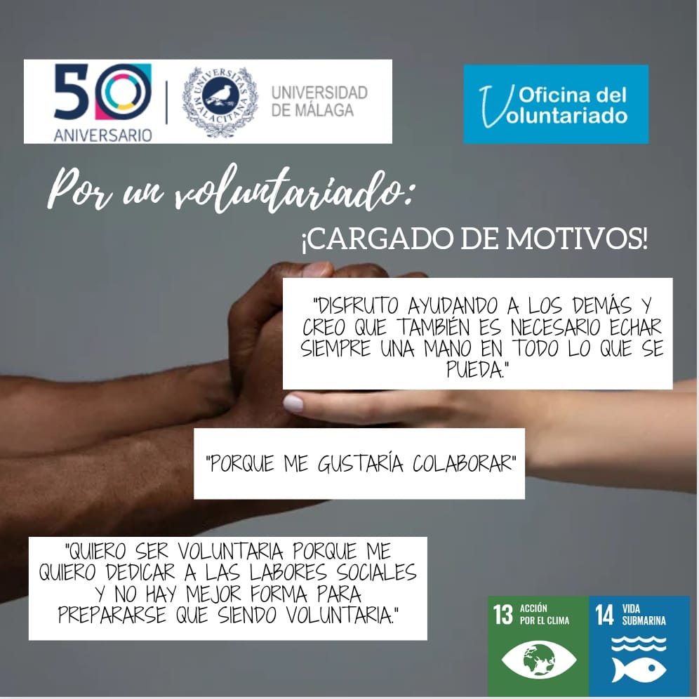 "Sentirse útil, ayudar a los demás, sentirse satisfecho por el trabajo realizado, conocer a otras personas, ganar experiencia profesional, estar activo, etc". ¿Cuáles son tus motivos solidarios para hacer voluntariado?