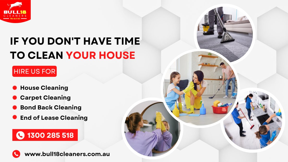 ➡️If You Don't Have Time To Clean Your House, Hire us for-
✅ House Cleaning
✅ Carpet Cleaning
✅ Bond Back Cleaning
✅ End of Lease Cleaning
Visit Us-
🔗 bull18cleaners.com.au
Call Us-
📞 1300285518
#cleaningservice #housecleaning #carpetcleaners #bestcleaners #professionals