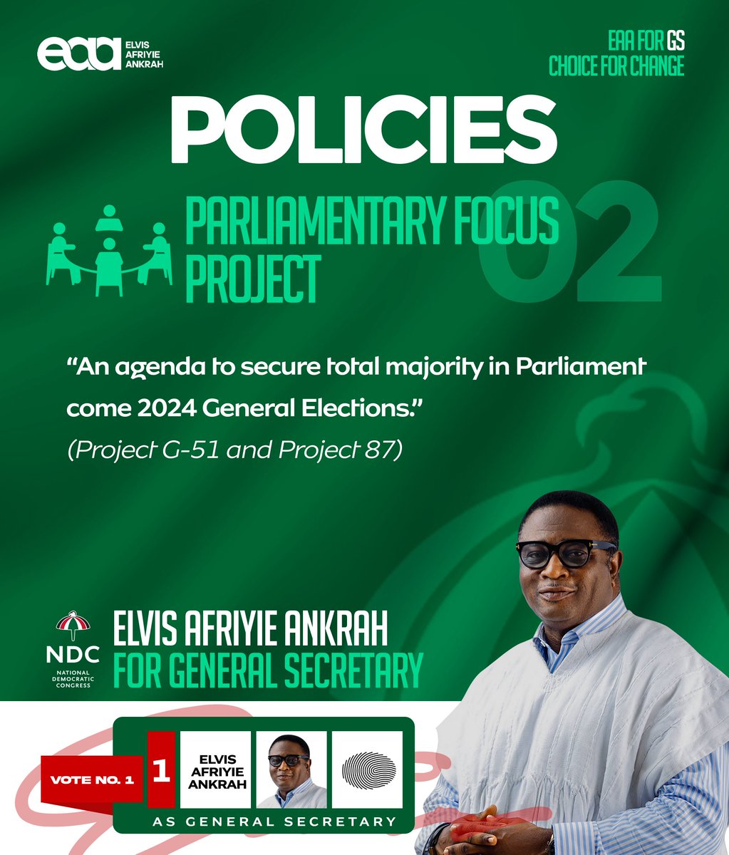 ndcagenda's tweet photo. Policies to reposition NDC for Victory 2024 and Beyond.
Elvis Afriyie Ankrah is the obvious #ChoiceForChange
#EAA4GS https://t.co/a2hhRiiuIx