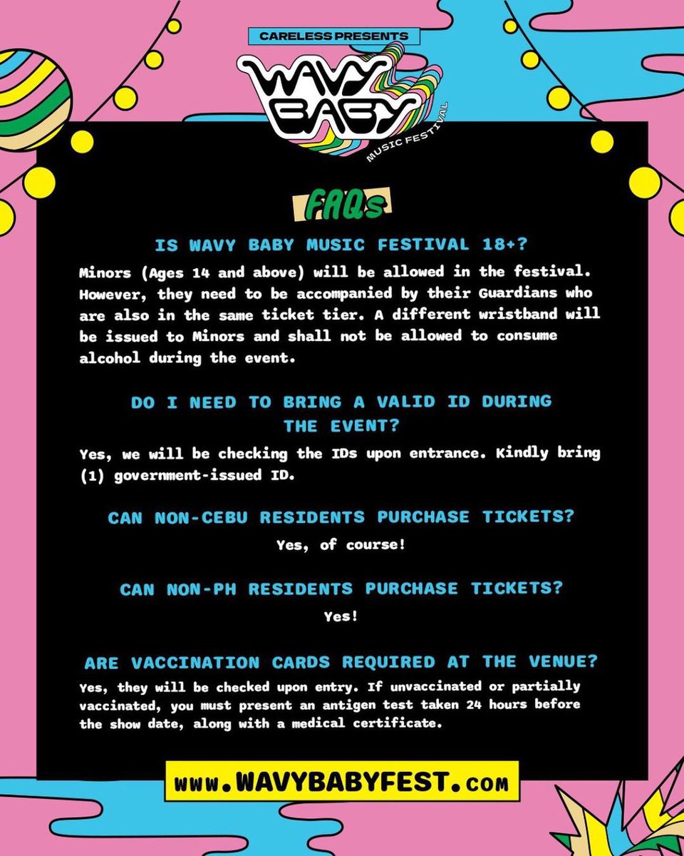 WavyBabyFest's tweet photo. Got some questions before you purchase your early bird tickets? Peep the second part of FAQs here.

#WavyBabyFestival 🌊👶 https://t.co/ODyxPzcwd9