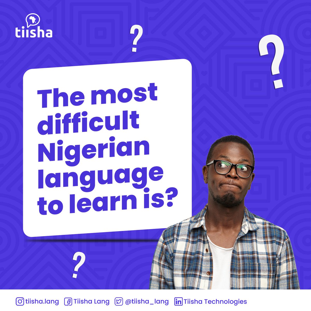tiisha_lang's tweet photo. What do you think?
What Nigerian language do you think is the most difficult to learn?
See you in the comments ๐๐
.
.
.
#monday #languages #africa #nigeria #communication #thoughts #thoughtoftheday #tiisha https://t.co/OagzrRFLaV