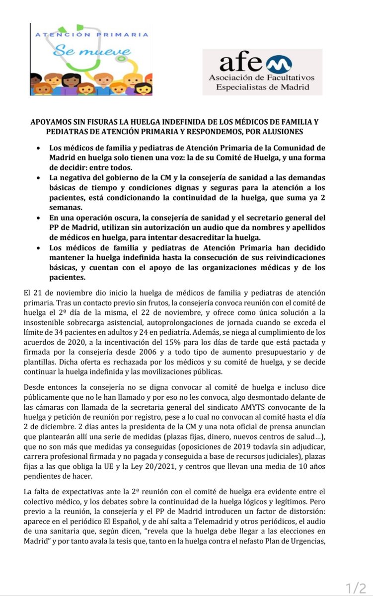 apsemueve's tweet photo. @AFEM y @apsemueve APOYAMOS SIN FISURAS LA HUELGA INDEFINIDA D LOS MÉDICOS D FAMILIA Y PEDIATRAS D ATENCIÓN PRIMARIA Y RESPONDEMOS, POR ALUSIONES https://t.co/WzQu4LWqwA