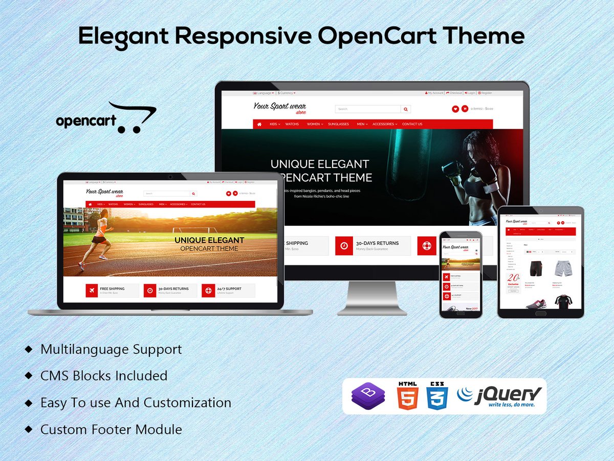MultiStoreTheme's tweet photo. Create your own #Sportswebsite without touching a single line of code with this Elegant Multipurpose OpenCart Theme.
Get it Now: https://t.co/XNcEp8zkoX
#envato #themeforest #OpenCart #ecommercetheme #multipurposetheme #fashiontemplate #Webapp #illustration #UI #UX https://t.co/luz1gSrxYm