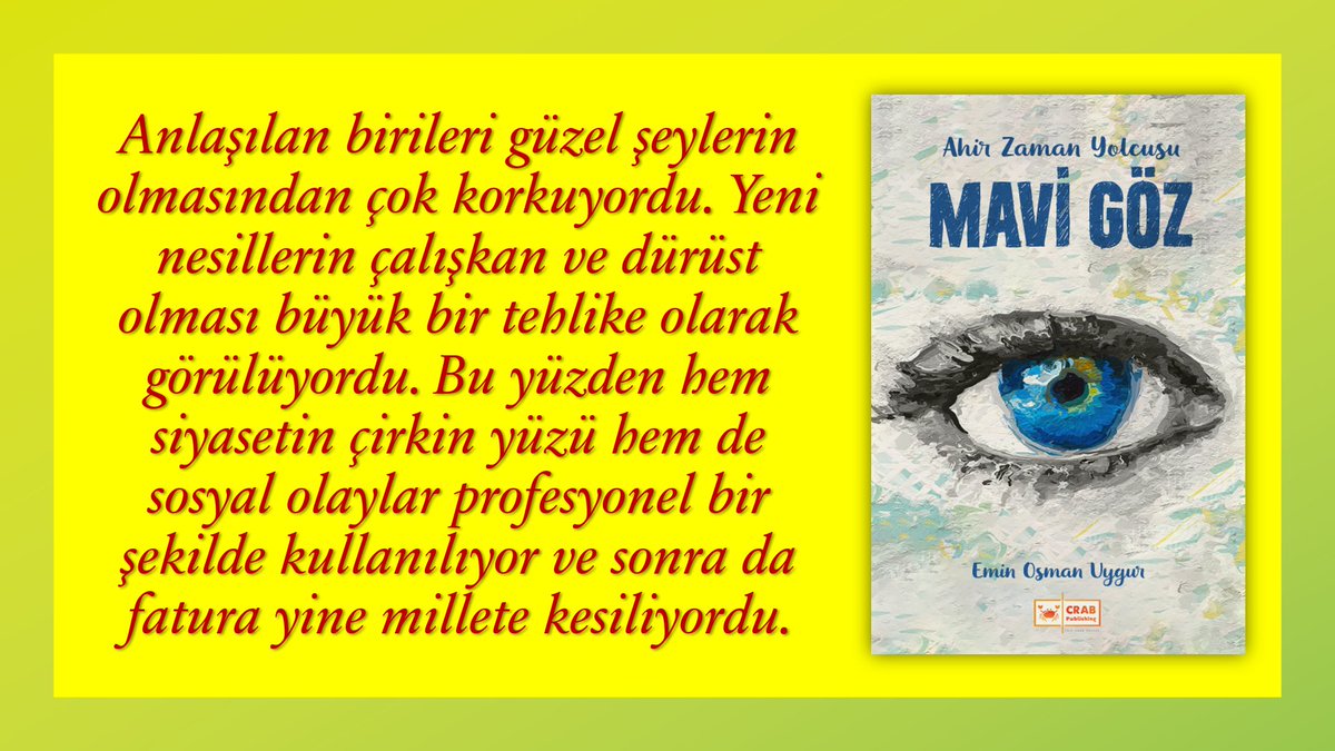 MAVİ GÖZ
Emin Osman Uygur / <a href="/eminosmanuygur/">DrEminou</a> 

Sevgi ve hoşgörü insanı Faris'in hem dünya hem de arkadaşlarıyla yaşadığı zorluklarla mücadelesi... 

crabpublishing.com/kitaplarimiz/r…