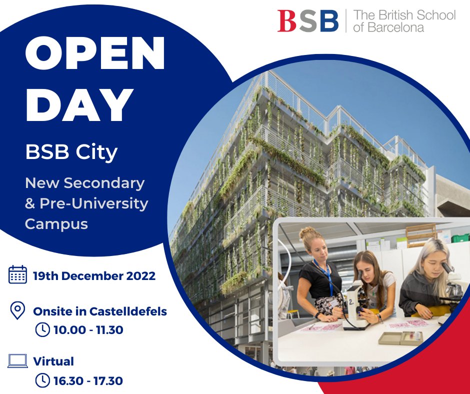 BSB_Barcelona's tweet photo. Now offering a #BSBCity #OpenDay to introduce our new #Secondary & #PreUniversity campus in #Barcelona
A fantastic opportunity to find out more about our spectacular BSB project in Sarrià and feel the atmosphere of what our #NexusExperience is like
✍️https://t.co/BhmOtMtgXu https://t.co/mUgcuG1Ky4