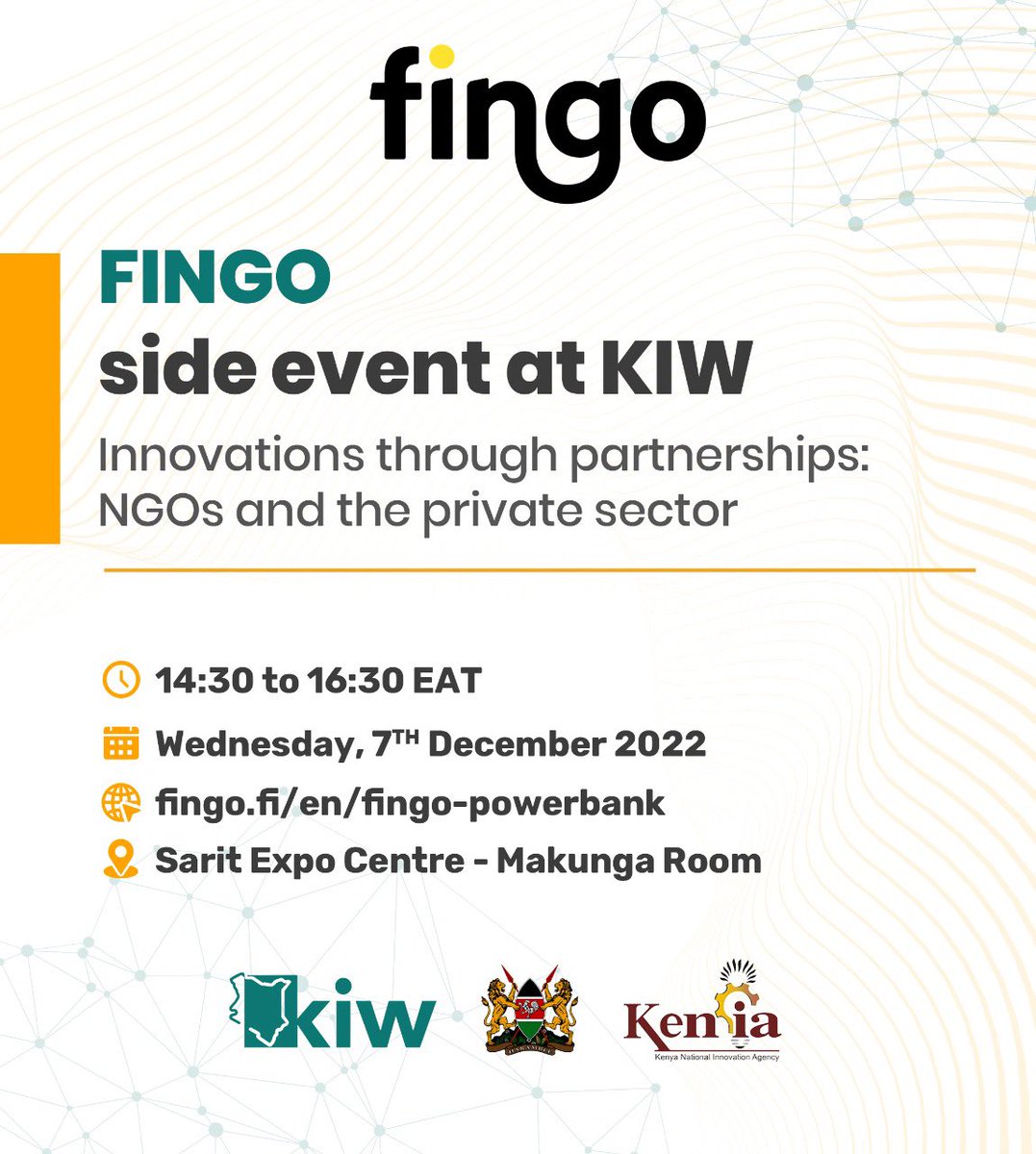 tuiFund's tweet photo. We shall be speaking at the @FingoFi side event at @KenyaInnovWeek 2022 on Day 2, Wednesday 7th December at 14:30 EAT! Join us at Sarit Expo Centre, Makunga Meeting Room for a formal and exciting introduction to tuiFUND by our co-founder @_wambuikaranja 

@KENIAupdates #KIW2022 https://t.co/o9Y7X52kXV