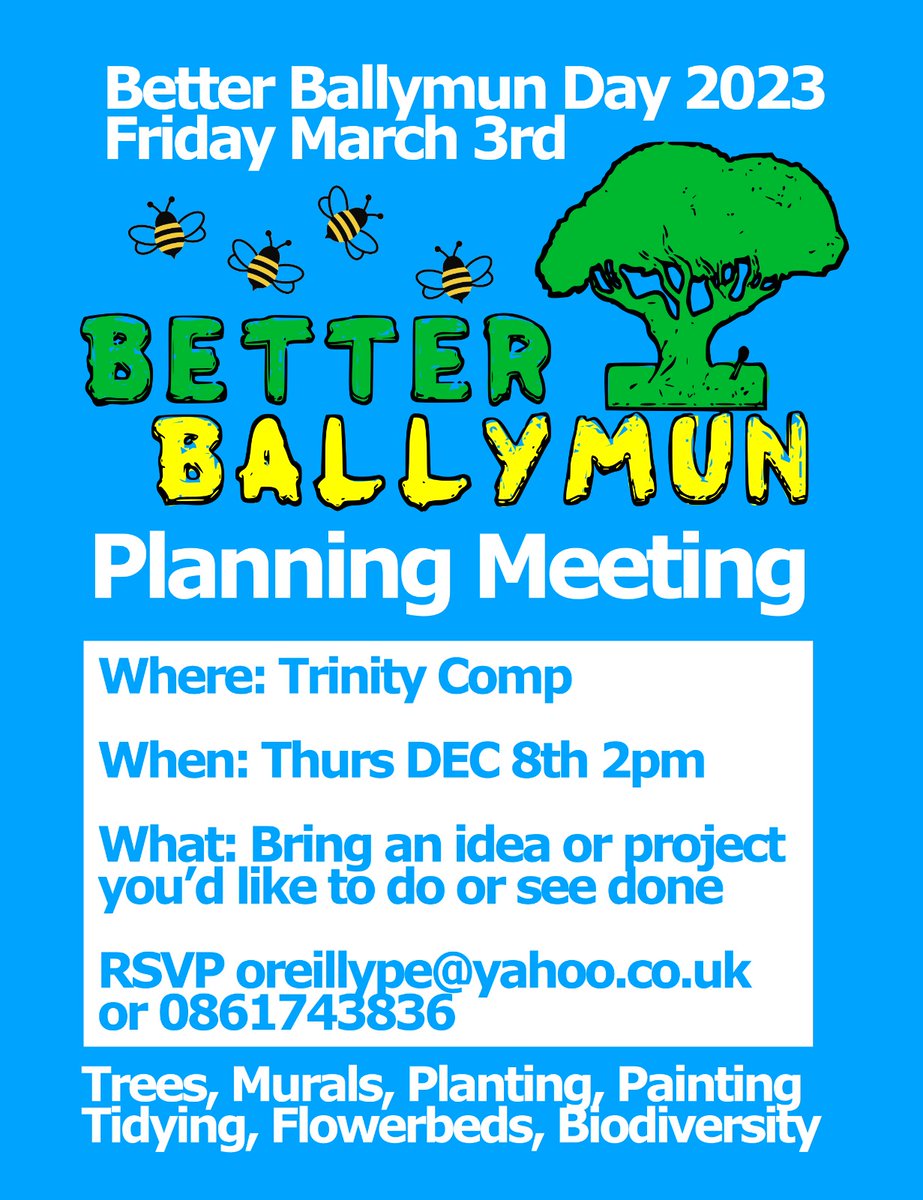 Calling all community groups and neighbours !!! 📣 Please get involved in this fantastic day for Ballymun! No project is too small! 🥰🌍👍 #BetterBallymun #Ballymun