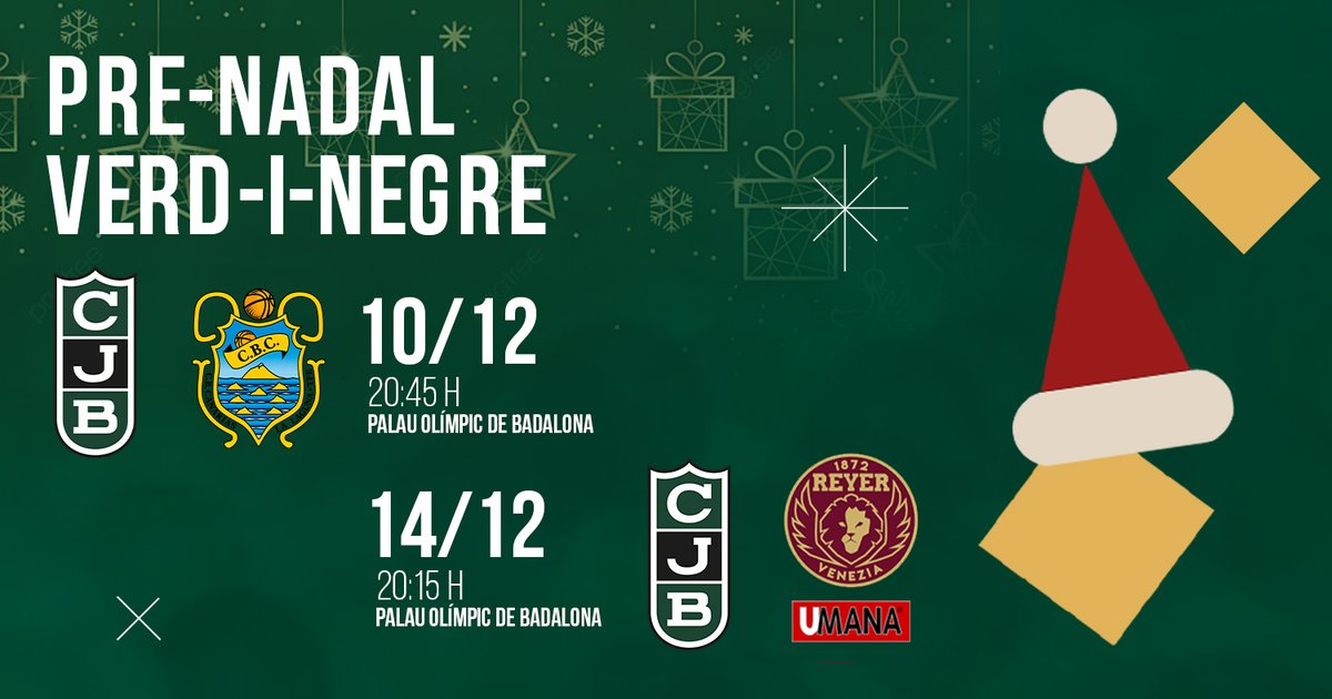 💥 SORTEIG PACK PRE-NADAL

🔝 En joc un pack de dues entrades per veure els partits contra Lenovo Tenerife i Reyer Venezia

👉 Heu de fer like i RT al post, dir amb qui voleu venir a l'Olímpic, i seguir-nos a les xarxes del Club. Molta sort!

#BadalonaÉsFutur