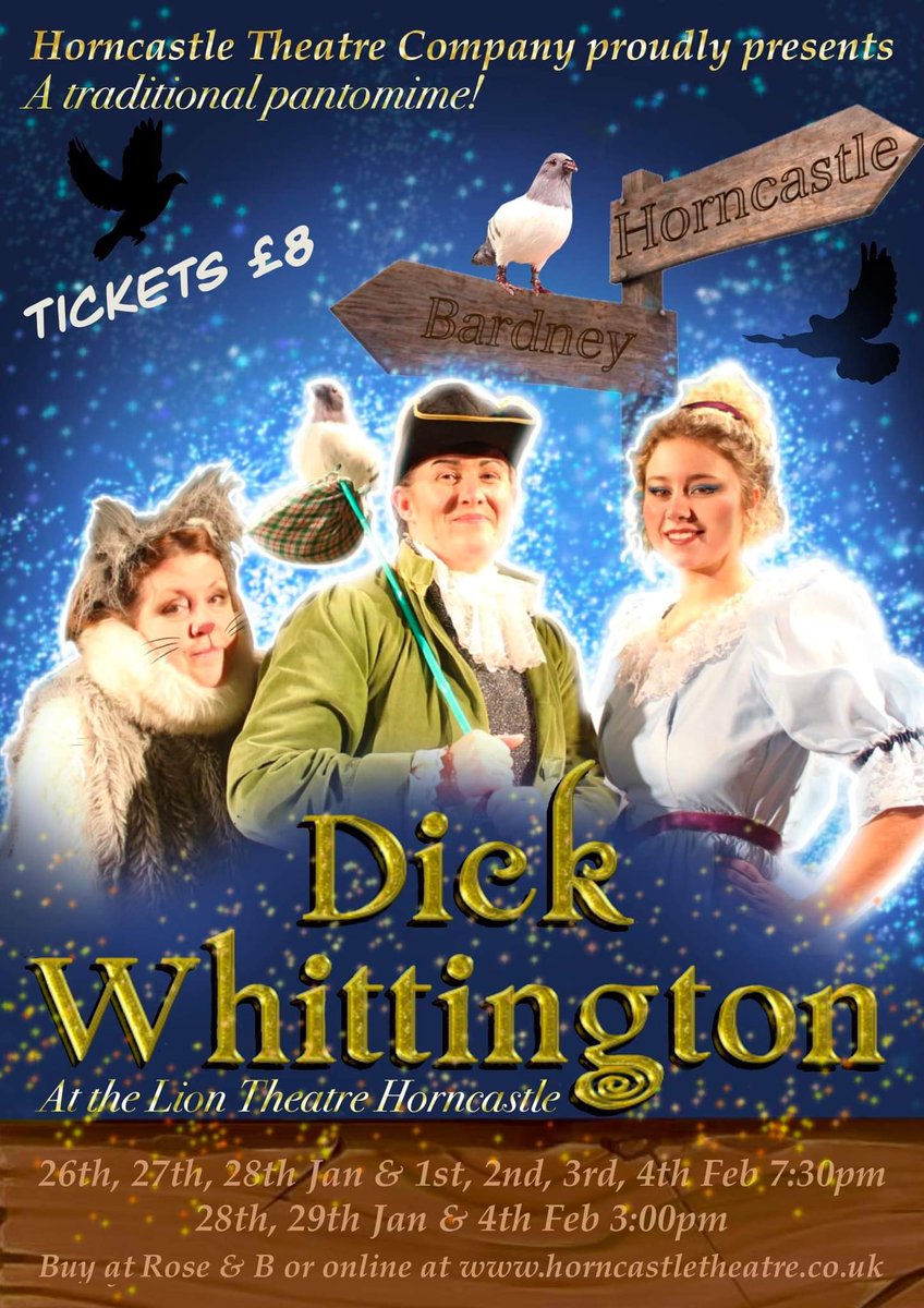 Tickets for our traditional family pantomime are now on sale! 

Buy from Rose&amp;B on the High Street (cash only please) or online at HorncastleTheatre.co.uk/book-tickets/