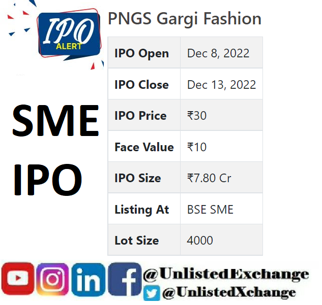 UnlistedXChange's tweet photo. #SMEIPOAlert
#PNGSGargiFaishion IPO Details.
Are you applying. Comment, RT maximum;
#UnlistedShares Available
#OYORooms #HDBFin #CSK #PharmEasy #IXIGo
#HDFCSec #CareHealth #HeroFincorp #MSEi #MohanMeakin #HDBFinancial #ICLFincorp #MotilalHOmeFinance #ICEX & many more. https://t.co/3JAKeR9qoE