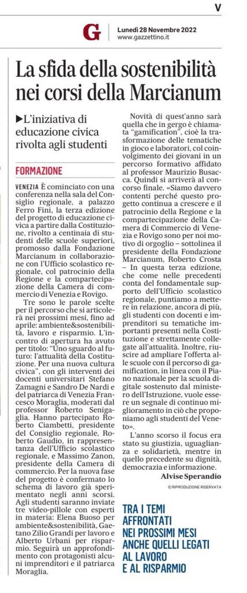 FMarcianum's tweet photo. Grazie a @Gazzettino e @GenteVeneta per l’attenzione che sempre ci riservano!
A questo link, invece, il bel servizio di @antennatre!
➡️ https://t.co/1v0RLyVBAC                        Terza edizione del progetto Le Parole della Nostra Costituzione ufficialmente iniziata ✅ https://t.co/jpv4d4GrGa