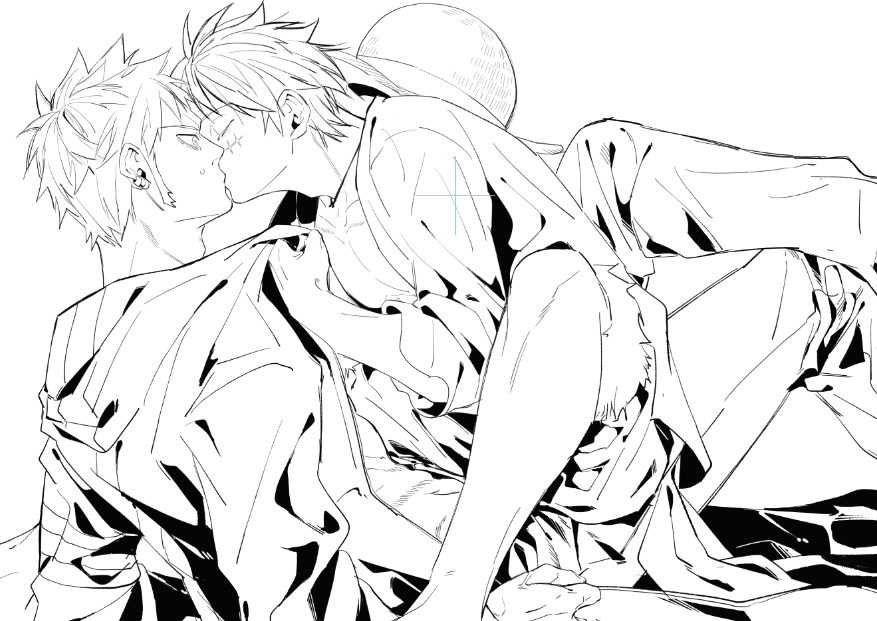 下描き→線画→色分け→適当に塗る 