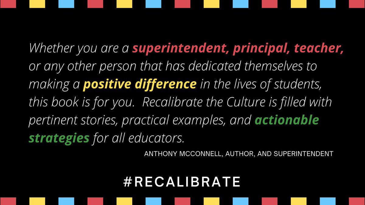 Only together can we truly create a culture where everyone feels as though they are an essential part of a school’s success. When we take care of each other anything is possible. #recalibrate