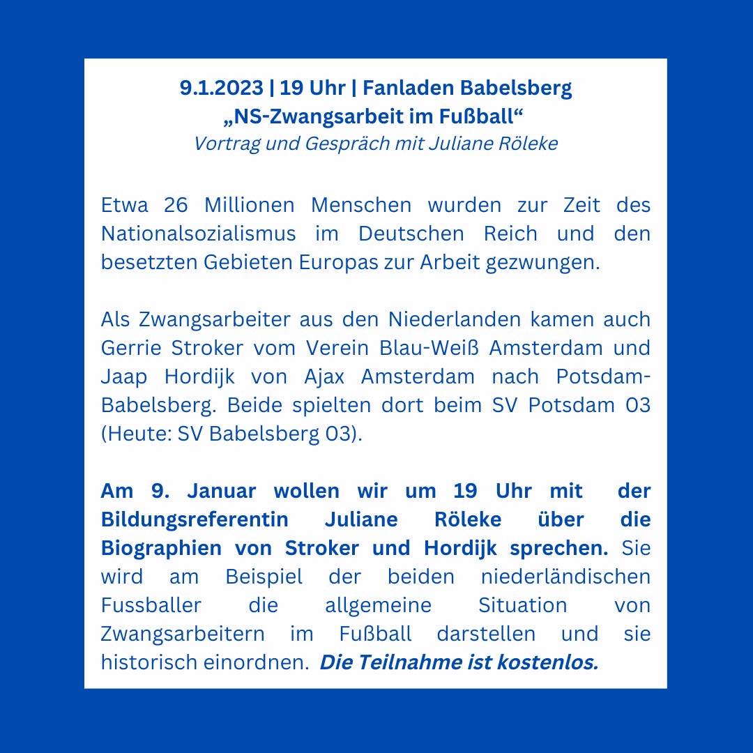 🔍 Am 19. Dezember startet unsere Themenreihe, auf der wir unsere Forschungsergebnisse vorstellen werden. Die wissenschaftliche Einordnung unserer Erkenntnisse wird von Dr. Berno Bahro (Uni Potsdam) und Juliane Röleke (Dokumentationszentrum NS-Zwangsarbeit) übernommen. 🔍