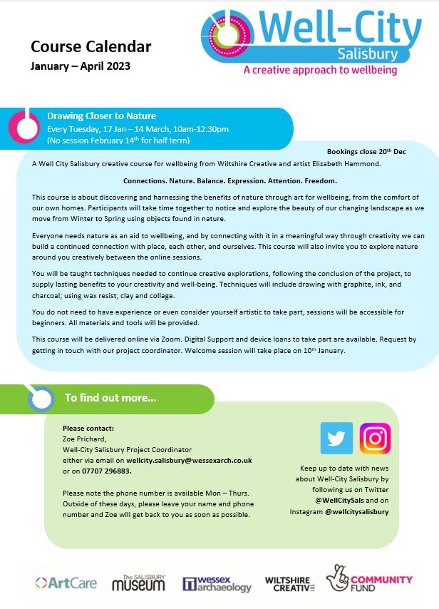 📢New winter course! Places still available for our free online course starting in January.

Join us with artist @ehammondart to explore the changing landscape as we move from winter to spring from the comfort of our own home.

Full details can be found below. #creativewellbeing